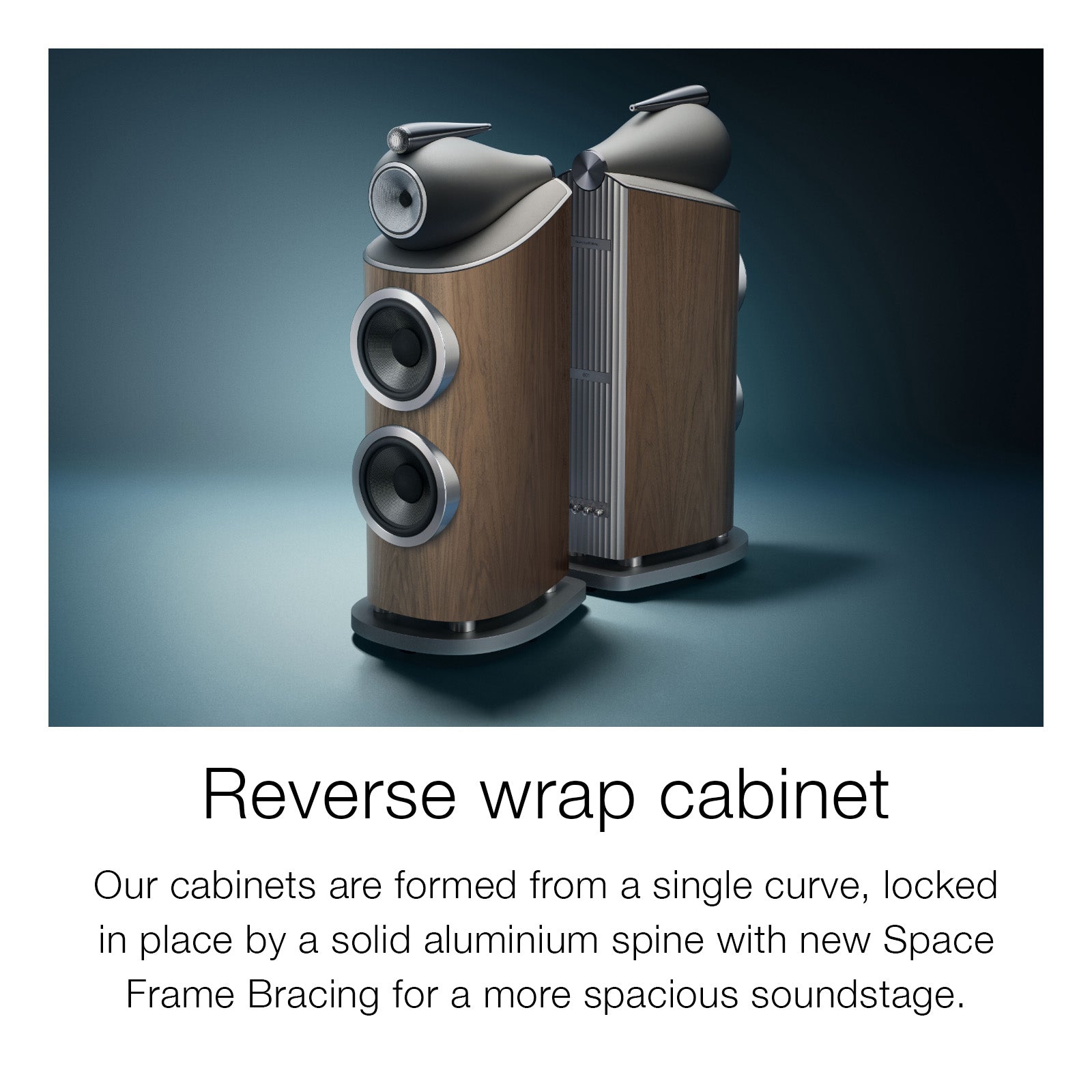 Reverse wrap cabinet with Space Frame Bracing